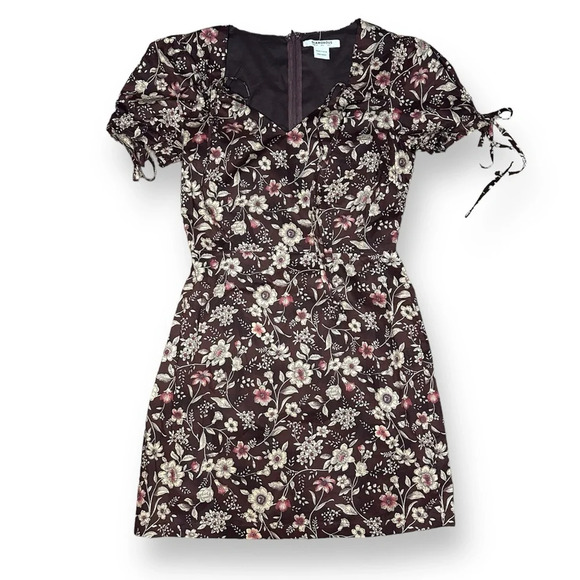 Glamorous‎ ASOS Floral Y2K Dress Brown Size 2 - Picture 1 of 4
